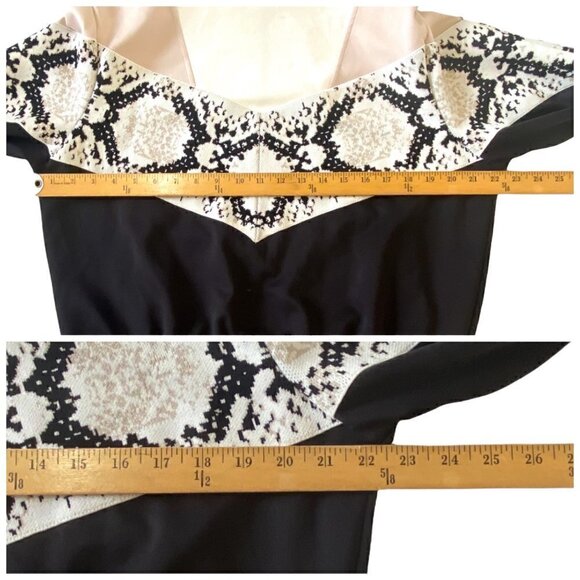 Maje Thelo Color-Blocked Neoprene Zip Track Jacket size 2/M, black, white, cream - Picture 14 of 15